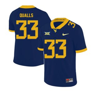 Men's West Virginia Mountaineers NCAA #33 Quondarius Qualls Navy Authentic Nike 2019 Stitched College Football Jersey UG15W16IB